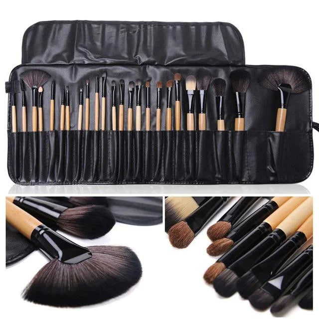 24 Pcs Pro Makeup Brush Set with Pouch - Makeup Basket