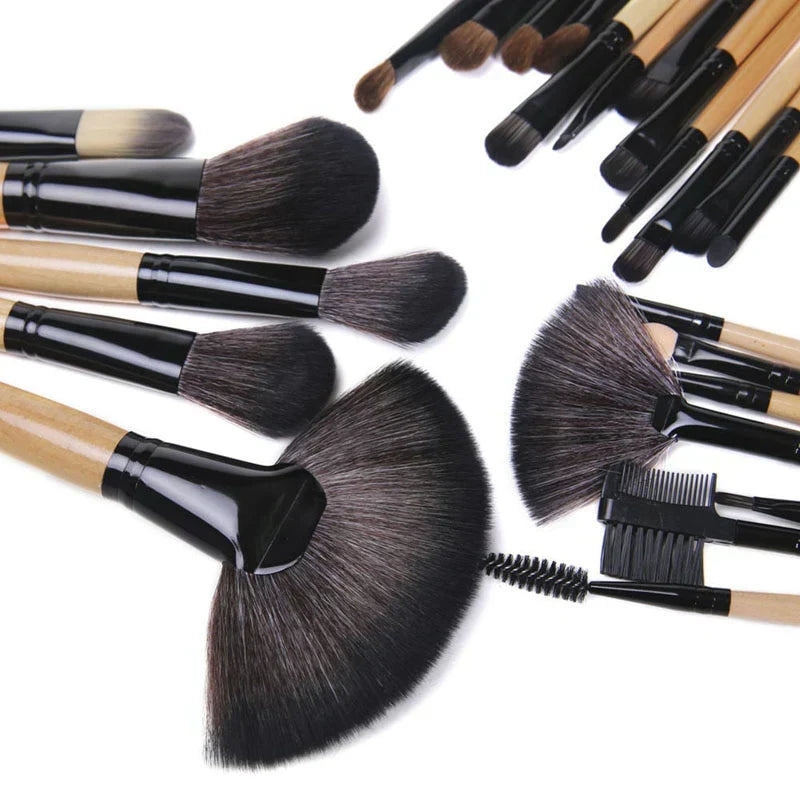 24 Pcs Pro Makeup Brush Set with Pouch - Makeup Basket