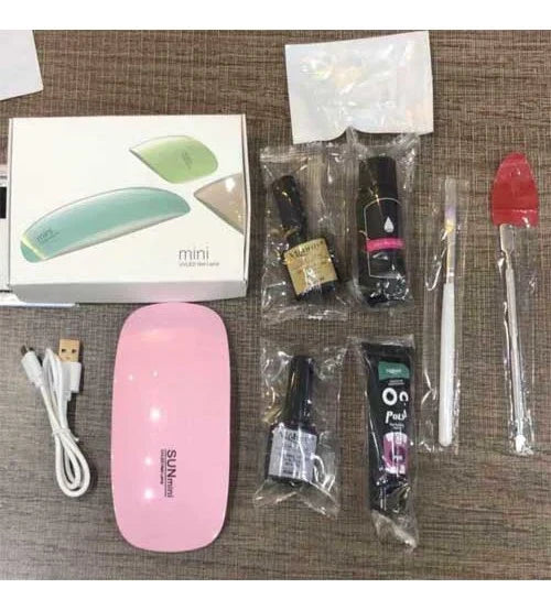 Complete Nude Pink Polygel Nail Kit | 8-Piece Starter Set + UV Lamp