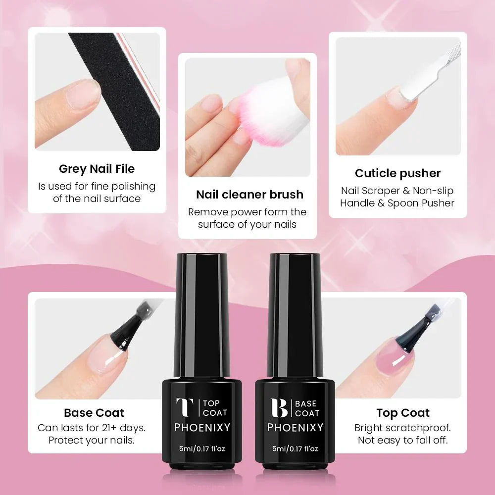 Complete Nude Pink Polygel Nail Kit | 8-Piece Starter Set + UV Lamp