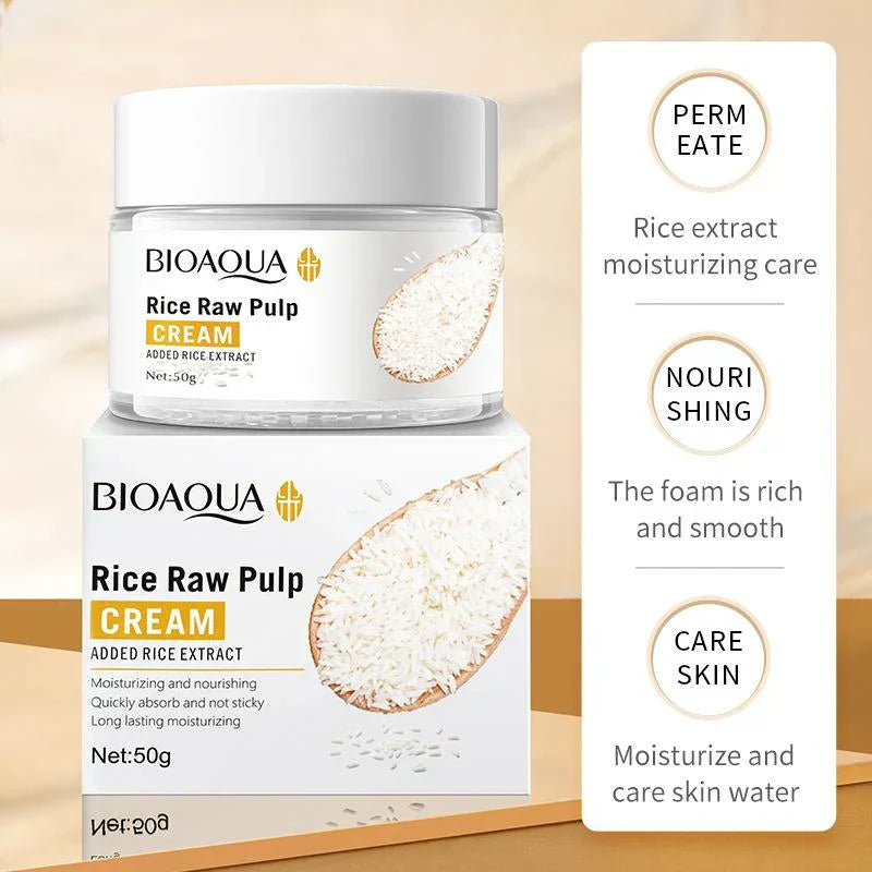 BIOAQUA Rice Raw Pulp Moisturizing Face Cream (50g) - Makeup Basket