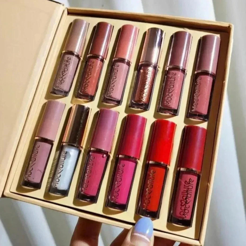 12 Pcs MOCALLURE Matte Lip Kit - Waterproof & Long Lasting (Full Box) - Makeup Basket