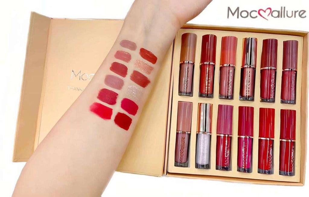 12 Pcs MOCALLURE Matte Lip Kit - Waterproof & Long Lasting (Full Box) - Makeup Basket