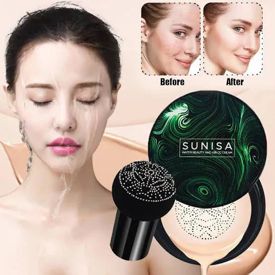 Sunisa 3-in-1 Mushroom Head Air Cushion CC Cream | Waterproof Full Coverage Foundation (20g) - Makeup Basket