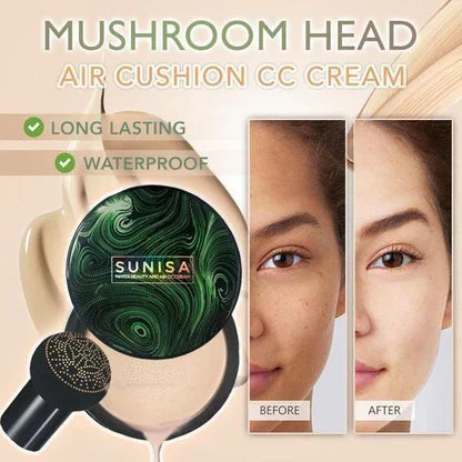 Sunisa 3-in-1 Mushroom Head Air Cushion CC Cream | Waterproof Full Coverage Foundation (20g) - Makeup Basket