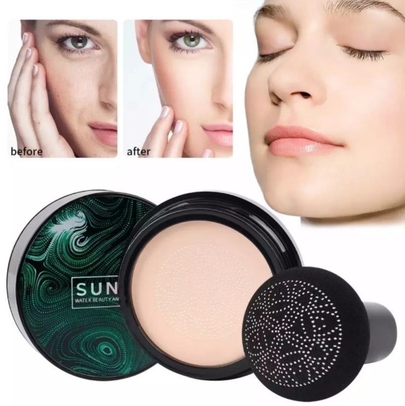 Sunisa 3-in-1 Mushroom Head Air Cushion CC Cream | Waterproof Full Coverage Foundation (20g) - Makeup Basket