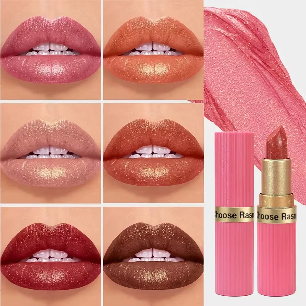 Pearlescent Pink Glitter Velvet Lipstick viorialuxe.com